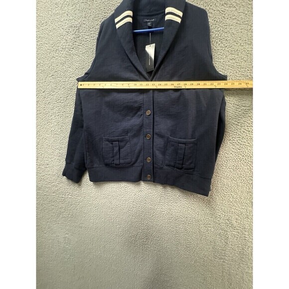 Tommy Hilfiger Sweater Mens 2XL Navy Blue White Button Up Cardigan Preppy Fleece - Picture 5 of 12